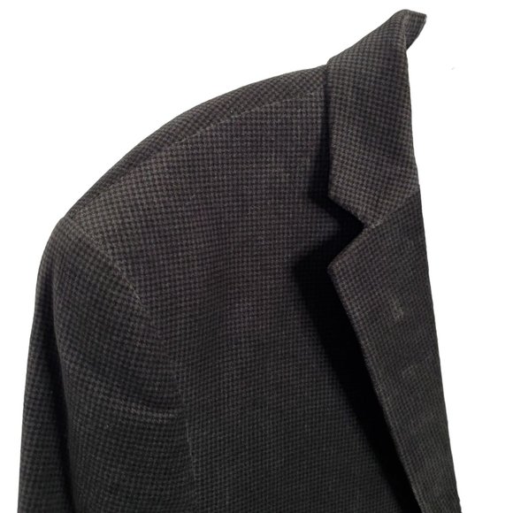 Alfani Mens Size 40L Blazer Sport Coat Slim Fit Velvet Micro Check Black Gray - Picture 14 of 16